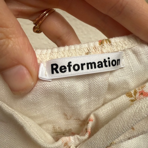 Reformation Ivory Floral Puff Sleeve Blouse - Picture 6 of 9